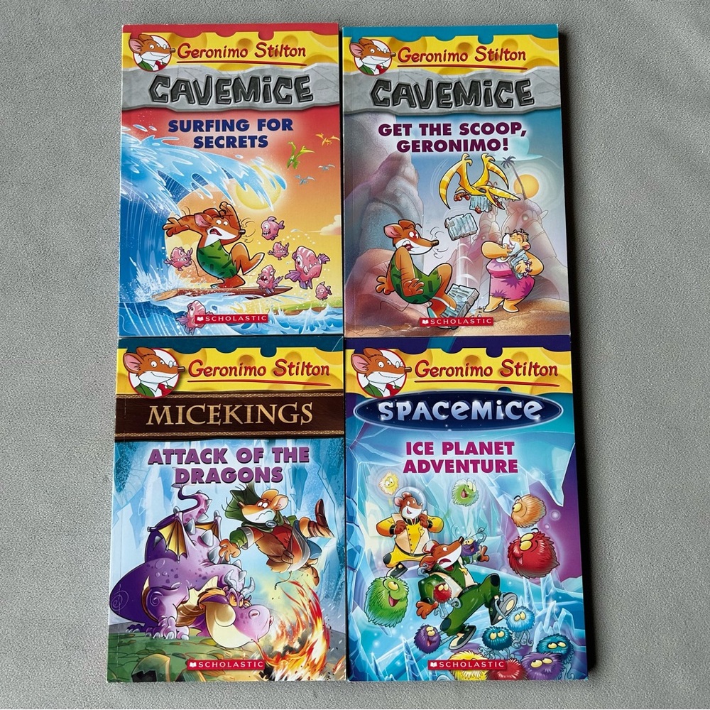 Set of 4 ~ Geronimo Stilton ~ Cavemice Micekings Spacemice